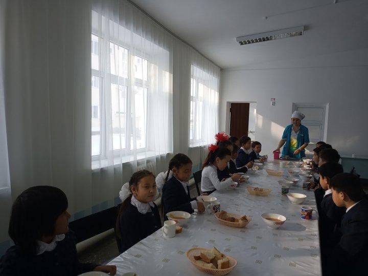 Мектеп асханасында оқушылардың тамақтануы